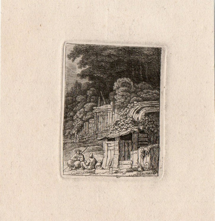 Pareja de figuras delante una barraca. Weirotter, Franz Edmund - Basan & Poignant. Circa 1760. Precio: 200€