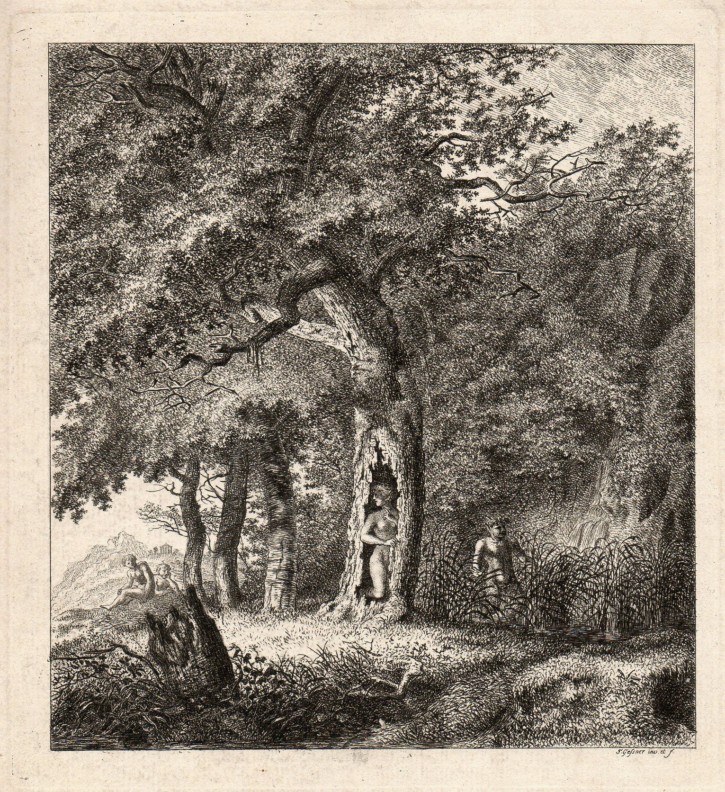 Paisaje con figuras mitológicas. Gessner, Salomon. Circa 1760-1770