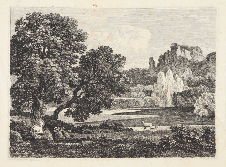 Landscape with deers and pond. Kolbe, Carl Wilhem (1759-1835). Circa 1800. Precio: 450€