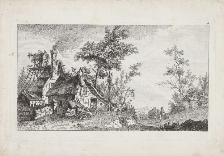 Landscape with farm and figures. Lesueur, Louis (1746-1803). 1775. Precio: 250€