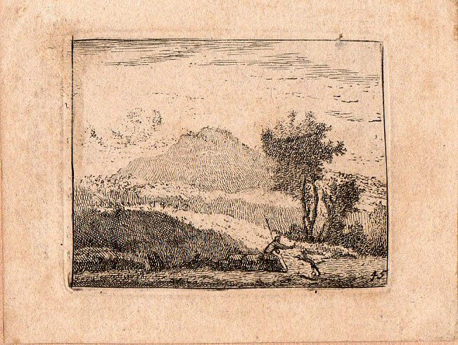 Landscape of a figure and a dog