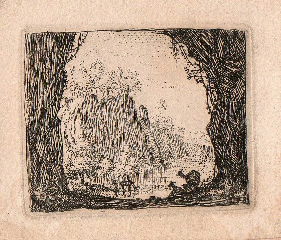 Landscape of a cave with animals