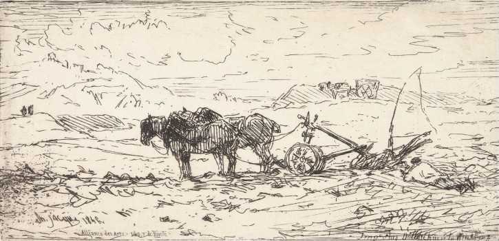 Horses working the field. Jacque, Charles Emile (1813-1894) - Delatre, Auguste (1822-1907). . Precio: 350€