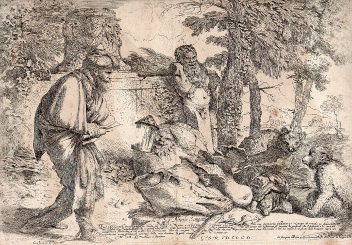 Diógenes busca el Hombre honesto. Benedetto Castiglione, Giovanni - Rossi, Domenico de. Circa 1645-1647