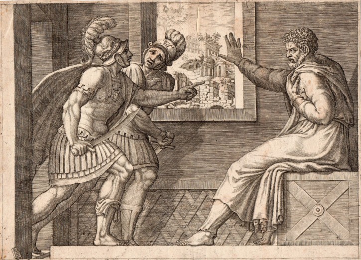 Cayo Mario en la cárcel. Ghisi, Giorgio Mantovano - Caravaggio, Poliodoro. Circa 1560. Precio: 900€