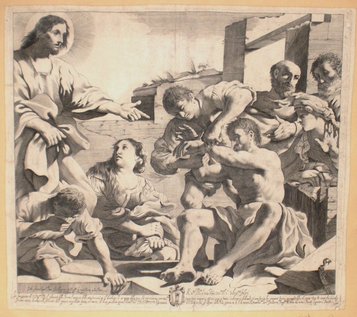 Resurrección de Lázaro. Pasqualini, Giovanni Battista - Il Guercino, Giovanni Francesco Barbieri - Rossi, Giovanni Giacomo. 1621