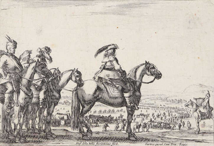 Caballero y tropas armadas. Della Bella, Stephano (1610-1664) - Henriet, Israël (1590-1661). 1641-1645. Precio: 450€