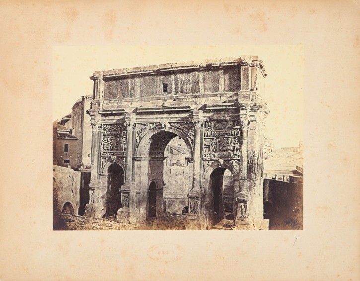 Arco de Septimino Severo; Fortuna Virilis Templo; Templo de Vesta y Fuente de los Tritones; Coliseo; Arco de Constantino.. Cuccioni, Tommasso (1790-1864). Circa 1855-1860. Precio: 2000€