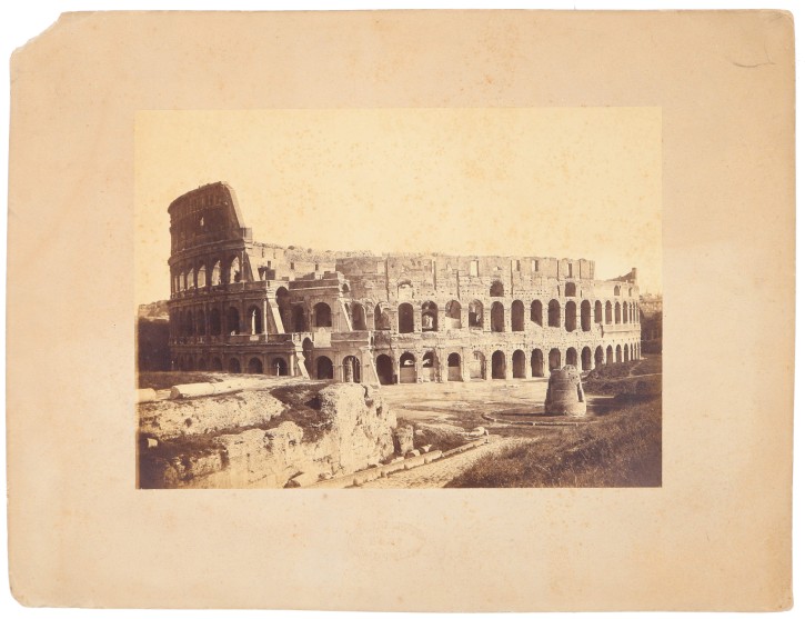 Arco de Septimino Severo; Fortuna Virilis Templo; Templo de Vesta y Fuente de los Tritones; Coliseo; Arco de Constantino.. Cuccioni, Tommasso (1790-1864). Circa 1855-1860. Precio: 2000€