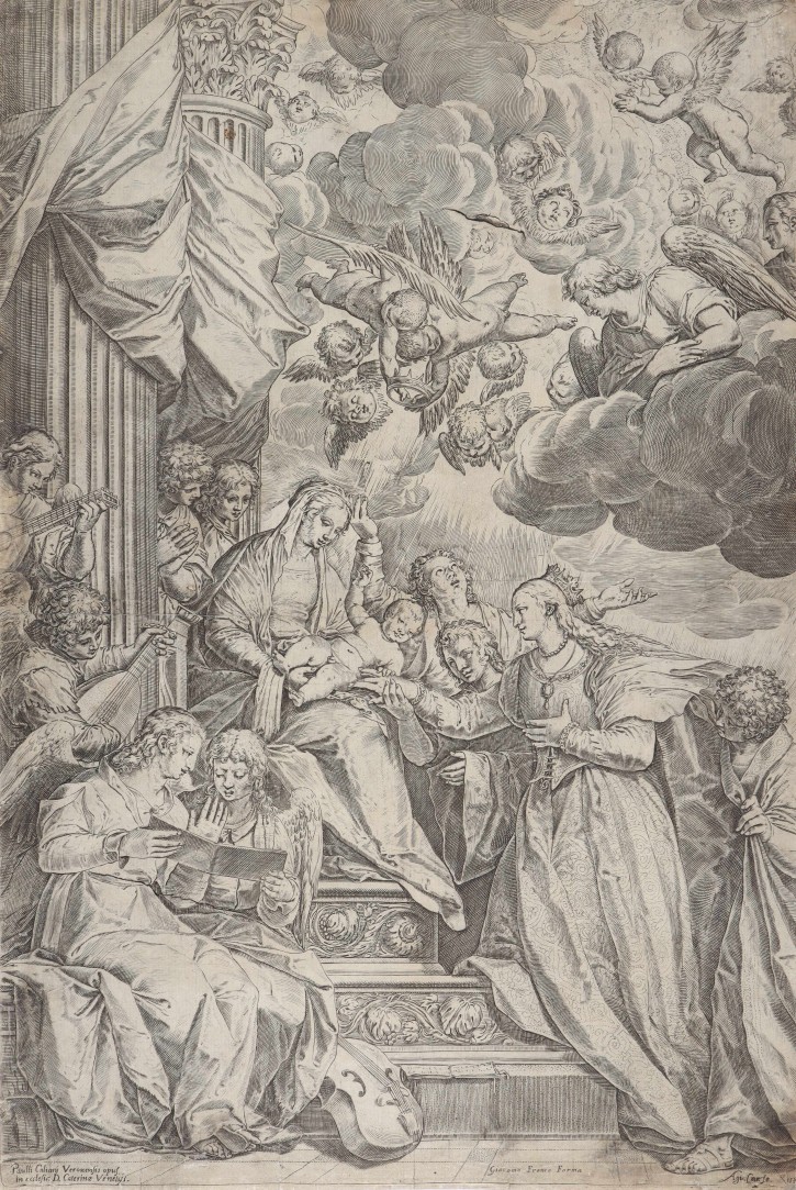 Mistic wedding of Saint Catherina from Alexandria. Carracci, Annibale (1560-1609) - Il Veronese, Paolo Caliari (1528-1588). 1582. Precio: 500€