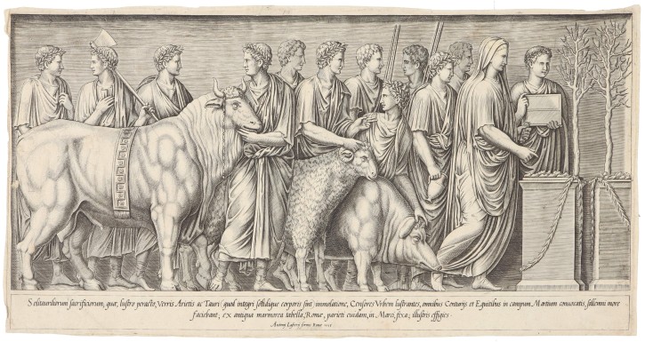 Sacrificio de animales en el Campo de Marte. Lafreri, Antonio (1512-1577). 1553. Edición siglo XVII. Precio: 350€