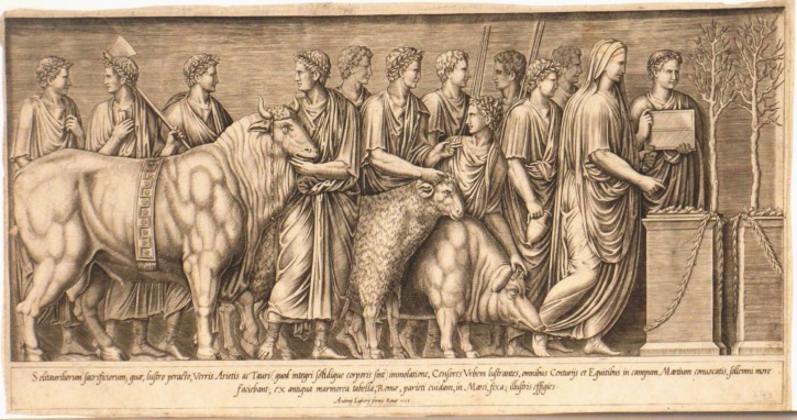 Animals sacrifice in Mars Camp. Lafreri, Antonio. 1553. 17th century edition. Precio: 350€