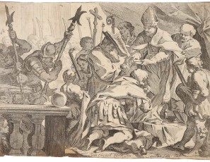 Scene of a bishop and a knight