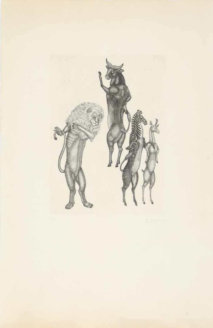 Lion, bull, zebra and antilope. Granyer i Giralt, Josep (1899-1983). 1962. Precio: 600€