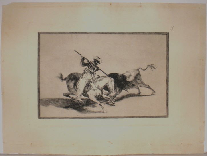 El animoso moro Gazul es el primero que lanceó toros en regla. Goya Lucientes, Francisco de - Calcografía Nacional. 1814-1816. Séptima edición (1937). Precio: 900€