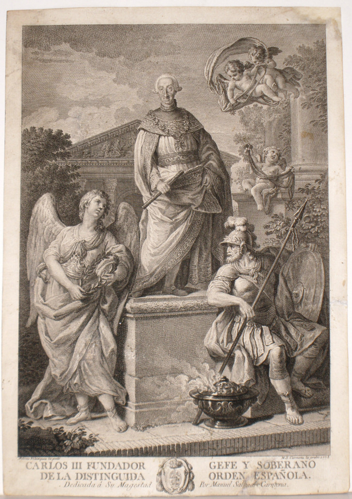 Carlos III. Carmona, Manuel Salvador - González Velázquez, Antonio. 1778. Precio: 300€