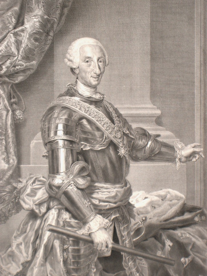 Charles III, King of Spain. Carmona, Manuel Salvador - Mengs, Anton Raphael. 1783. 19th century edition