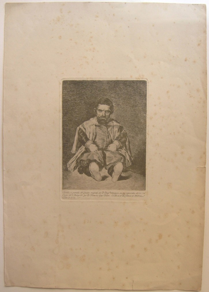 Un enano. Goya Lucientes, Francisco de - Velázquez, Diego - Calcografía Nacional. 1778. Tercera edición, 1868. Precio: 600€