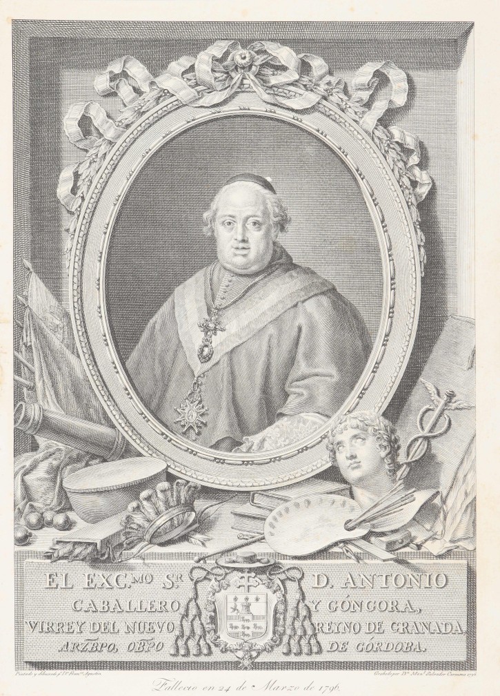 His Excellency Mr. Antonio Caballero y Góngora, viceroy of the new kingdom of Granada, archbishop, bishop of Córdoba. Salvador Carmona, Manuel (1734-1820) - Agustín, Francisco (1753-1801). 1796. Precio: 200€