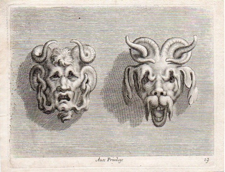 Pair of grotesque faces