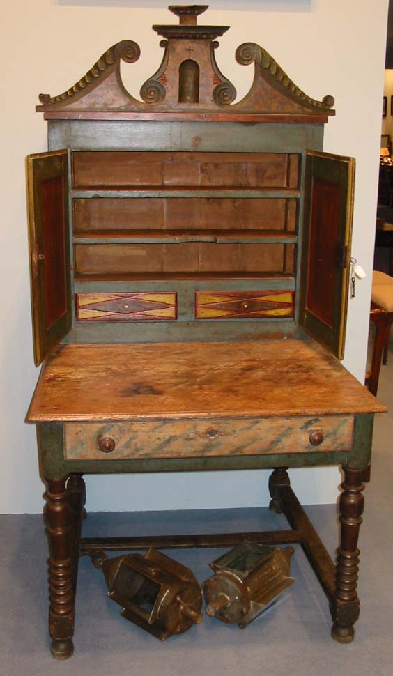 Desk with polychromed wardrobe. . Second half 18th century