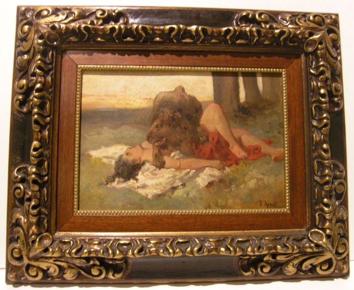 León y mujer. Armet, Josep. Finales siglo XIX