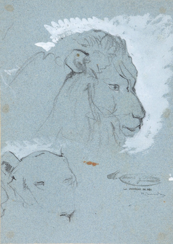 Sketchs of lions head. Martí Alsina, Ramón (1826-1894). Circa 1862. Precio: 400€