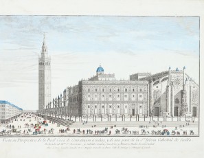 Perspective view of the Royal House of Contratacion of indies, and a part of the Cathedral of Seville