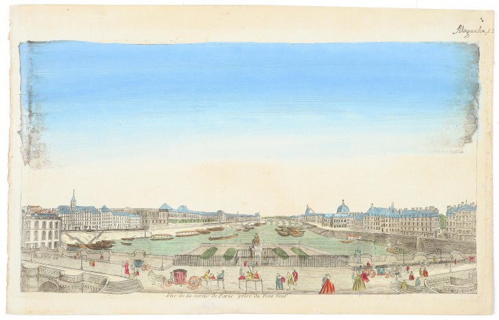 View of the exit of Paris from the Pont Neuf. . Second half 18th century. Precio: 350€