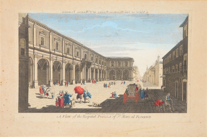 A View of the Hospital & Piazza of St. Mary at Florence. . 1750. Precio: 350€