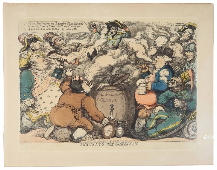 Funcking the Corsican. Rowlandson, Thomas (1756-1827) - Ackermann, Rudolf (1764-1834). 6th December 1813. Precio: 400€