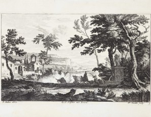 Rural landscape with ships and shepards