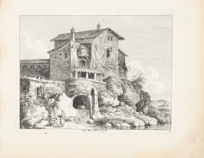 Village house with figures