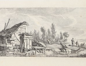 Landscape with house, boats and figures