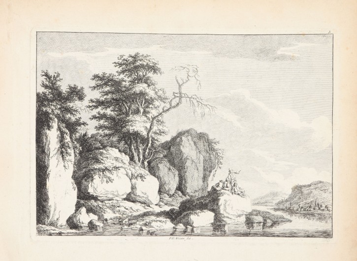 Landscape with figures and rocks. Weirotter, Franz Edmund (1730-1771). Half 18th century. Precio: 300€