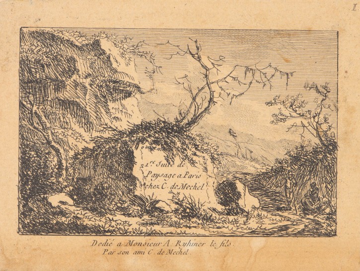 Frontpage from the work: Suite des Paysage. Von Mechel, Christian (1737-1817). Second haf 18th century. Precio: 100€