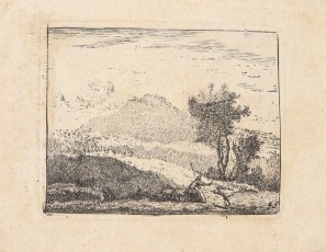 Landscape of a figure and a dog