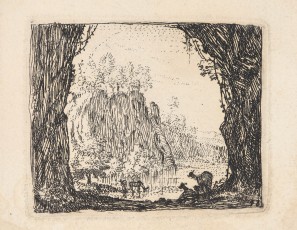 Landscape of a cave with animals