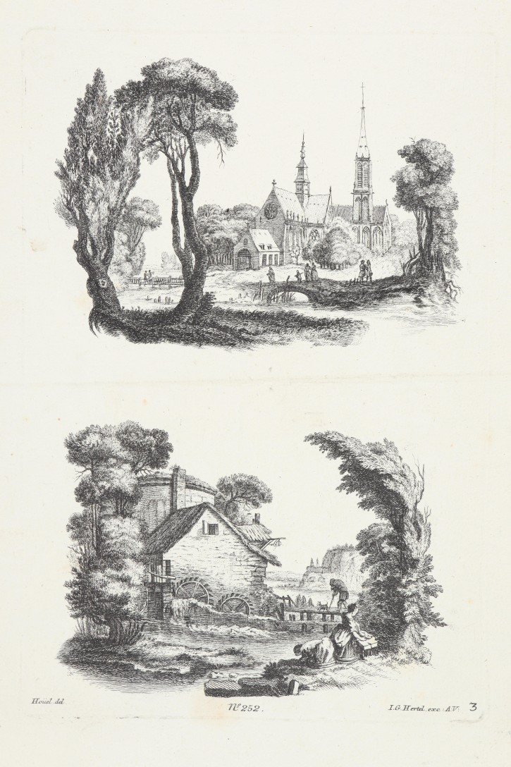 Pair of rural views. Hertel, Johann George (1700-1775) - Laurent-Hoüel, Jean-Pierre-Louis (1735-1813). Half 18th century. Precio: 200€