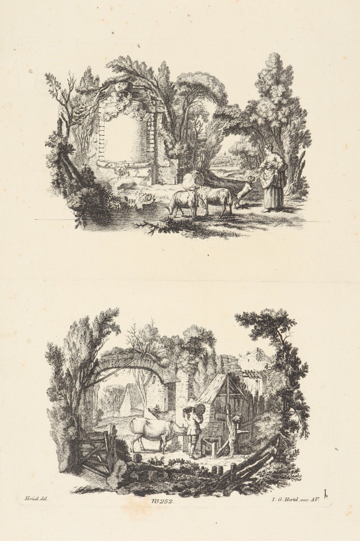 Pair of landscapes with church and mill. Hertel, Johann George (1700-1775) - Laurent-Hoüel, Jean-Pierre-Louis (1735-1813). Half 18th century. Precio: 200€