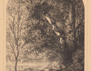 Naked woman sitting on a forest