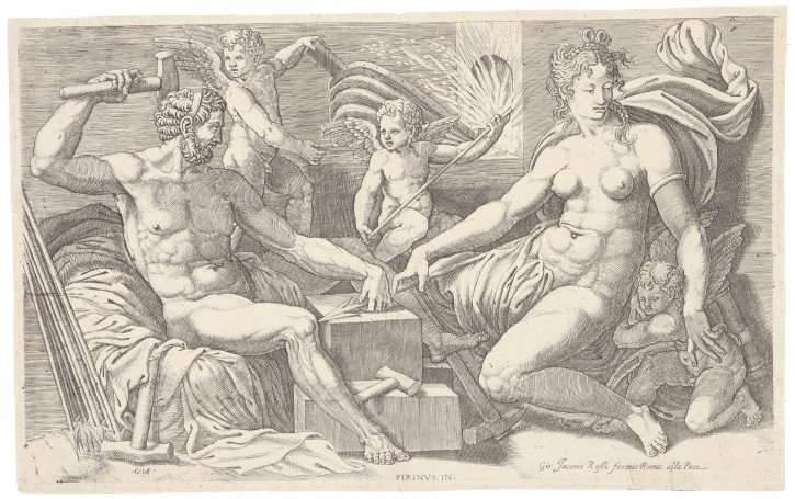 Venus and Volcano. Ghisi, Giorgio Mantovano (1520-1582) - Rossi, Giovanni Giacomo (1627-1691). Circa 1550. Precio: 900€