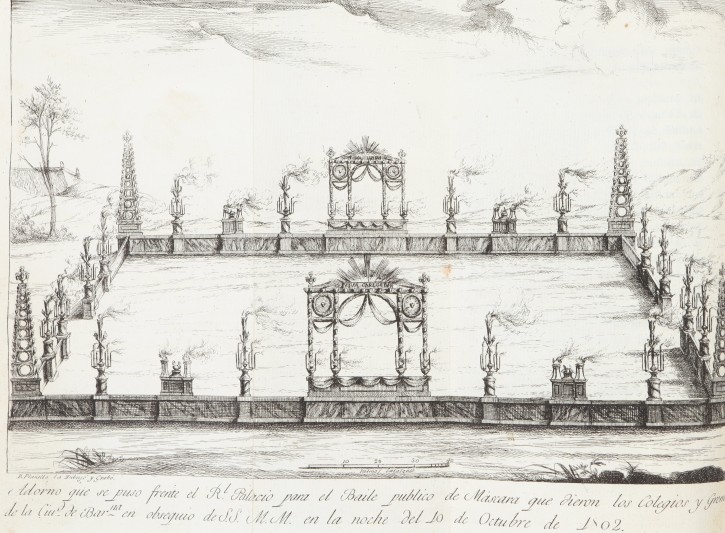 Relacion de las diversiones, festejos públicos y otros acaecimientos que han ocurrido en la ciudad de Barcelona, desde el 11 de Setiembre hasta principios de Noviembre de 1802, con motivo de la llegada de SS. MM. y AA. á dicha Ciudad. Planella Conxello, Bonaventura (1772-1844). 1802. Precio: 2.000€