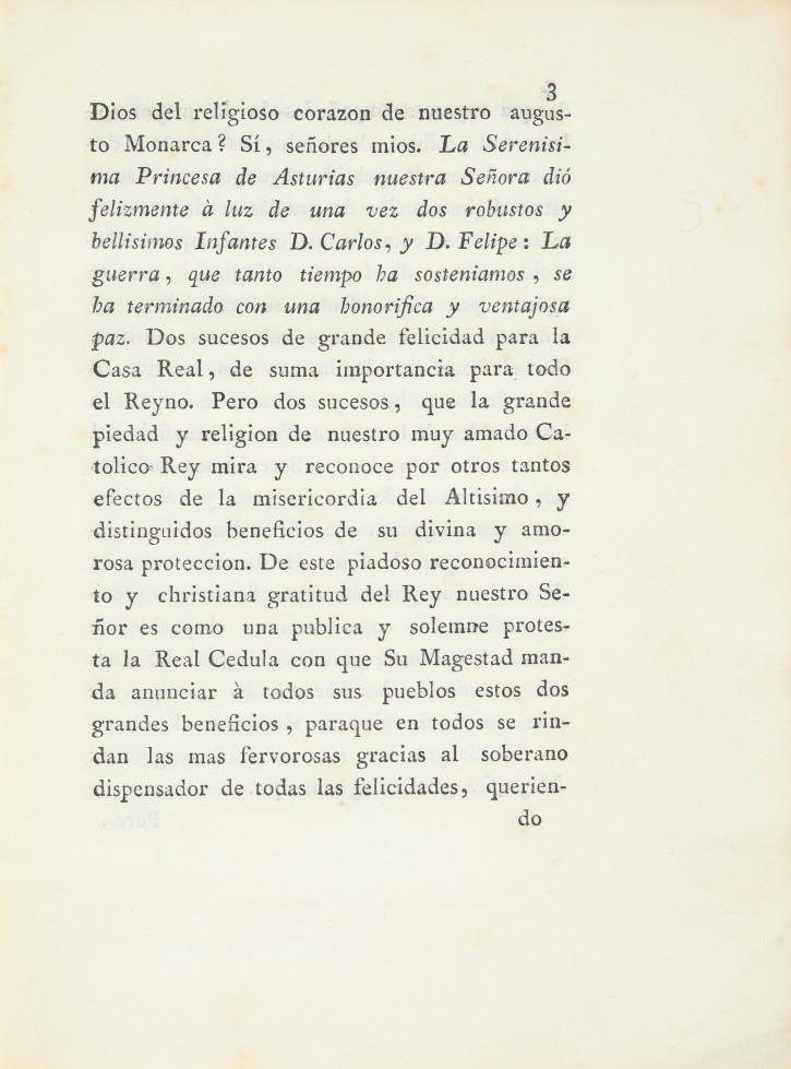 Sermon, que en la solemne fiesta de Accion de Gracias ordenada por el Rey N. Señor (Que dios Guarde), con motivos del nacimiento de los Serenisimos Infantes Gemelos D. Carlos, y D. Felipe (sigue). . 1784. Precio: 300€