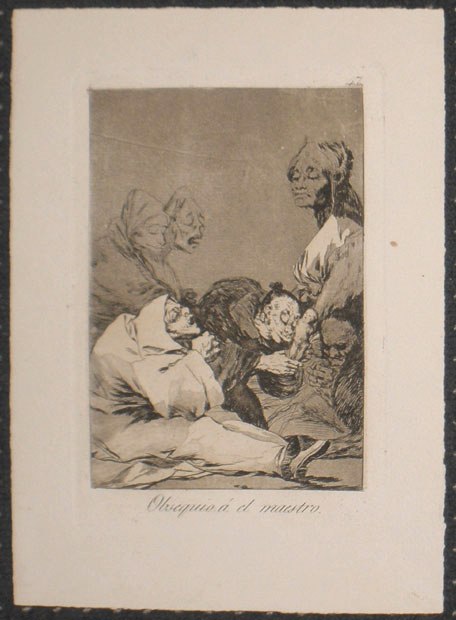 Obsequio á el maestro. Goya Lucientes, Francisco de - Calcografía Nacional. 1797-1799. 10ª edición, 1918-1929. Precio: 500€