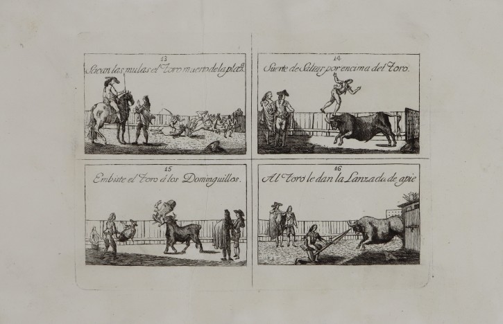 Lot of 6 prints of bullfighting scenes. . Ca. 1830-1840. Precio: 1.200€