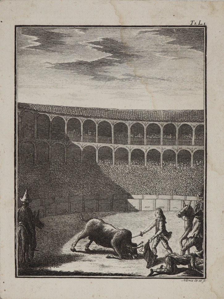 Bullfighting scene in Place. Gómez de Navía, José (1757-1812). Ca. 1800. Precio: 150€