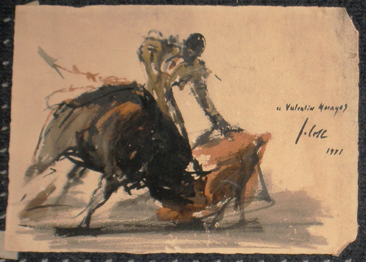 Bullfighting scene. Capote. J. Coll Rodríguez, Francesc. 1931?. Precio: 200€