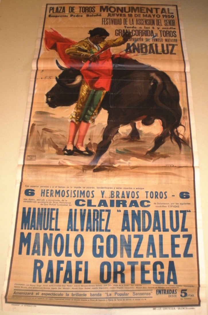 Dos grandes carteles originales Plaza de Toros Monumental de Barcelona, 1950. Ortega - Reus Parra, Juan. 1950. Precio: 900€
