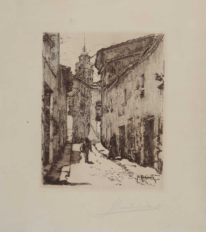 Calle de Santa Coloma de Farners. Cardunets Cazorla, Alexandre (1871-1944). Inicios siglo XX. Precio: 200€